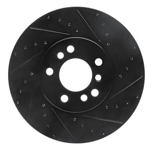 BMW X5 Brake Rotor (1) - Front Right - R1 Concepts - Drilled & Slotted - Black - `00-`06